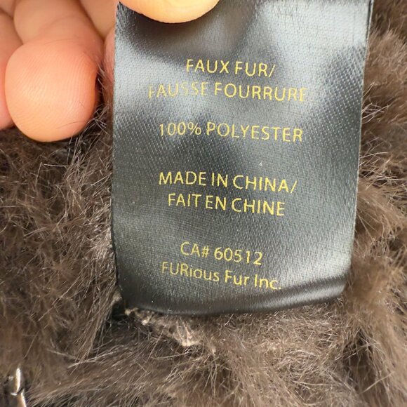 FURIOUS FUR Faux Fur Chocolate Brown Vegan Fluffy Plush Warm Winter Mitains OS - Picture 6 of 6